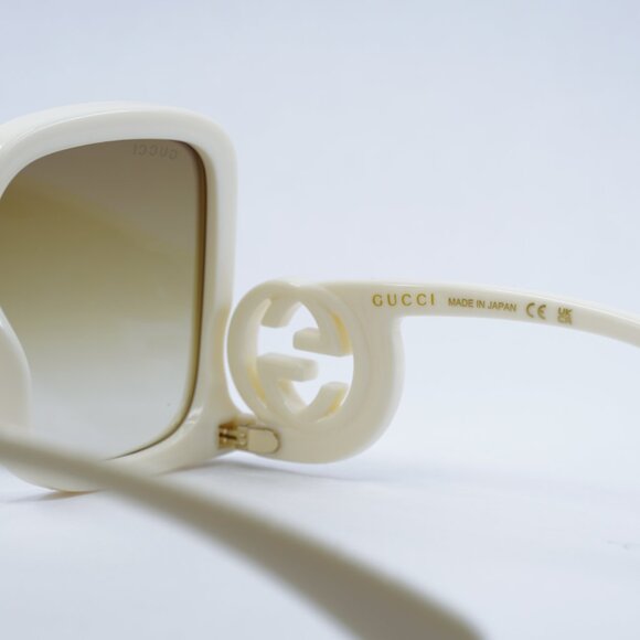 Gucci GG1326S 002 Sunglasses Ivory Square Frame, Brown Gradient Lenses main image 10